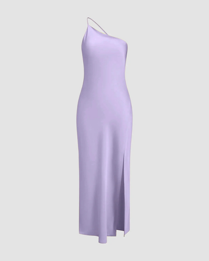 Maliah | Moonlight Open Back Satin Slit Long Dress