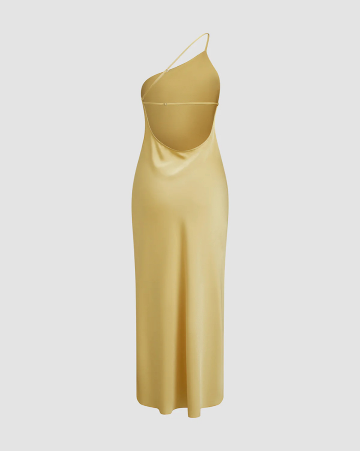 Maliah | Moonlight Open Back Satin Slit Long Dress