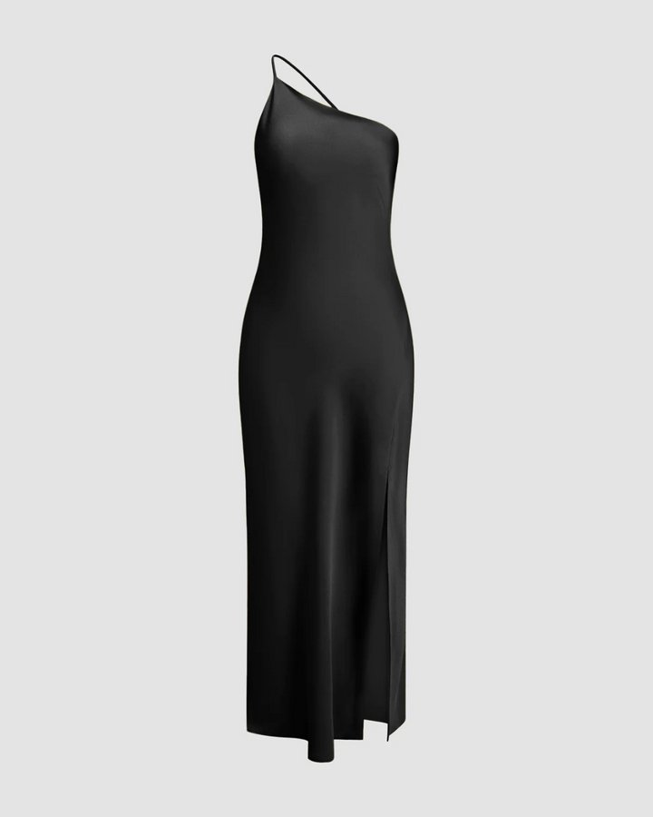 Maliah | Moonlight Open Back Satin Slit Long Dress