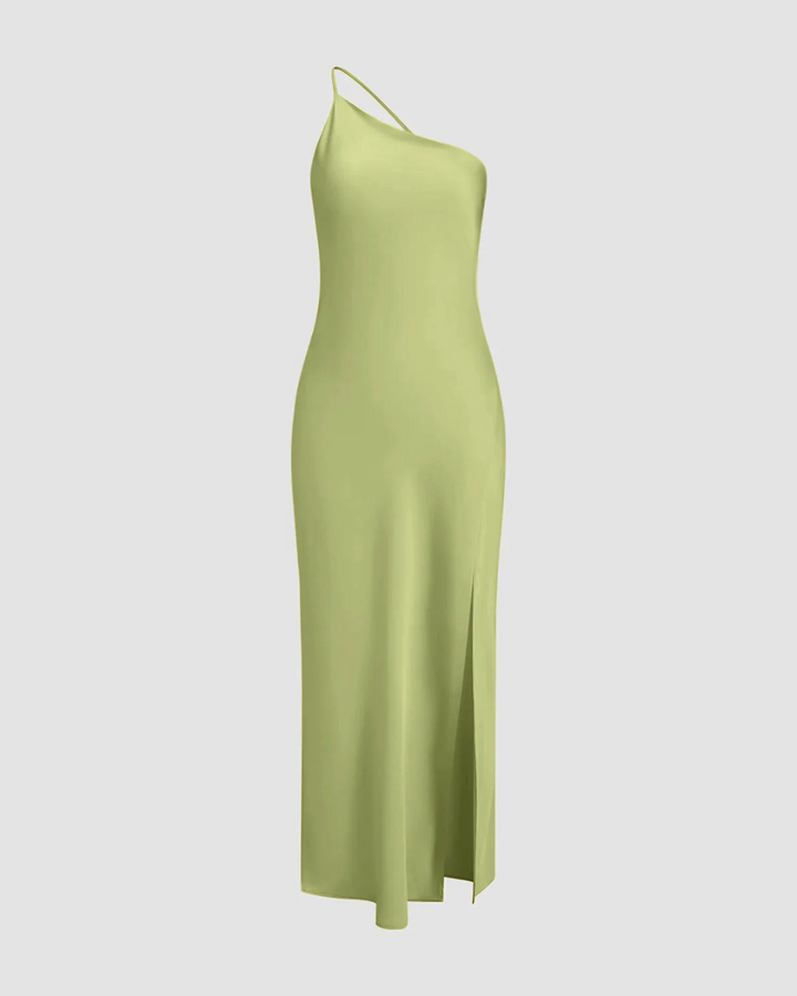 Maliah | Moonlight Open Back Satin Slit Long Dress
