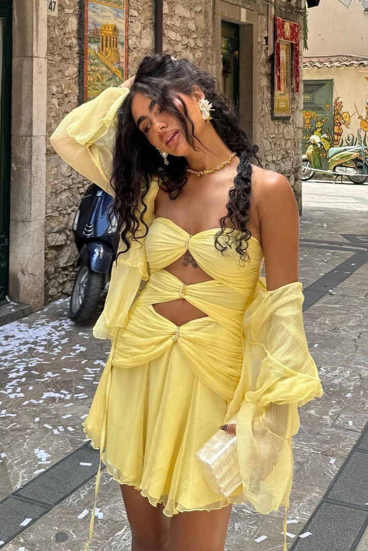 Martha | Metallic-Ring Mini Dress