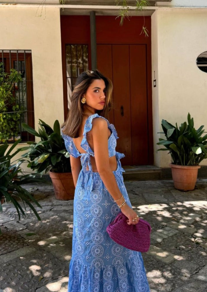Danica | Whimsical Embroidered Ruffled Maxi Dress