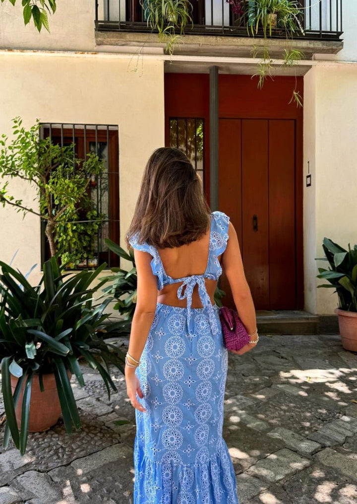 Danica | Whimsical Embroidered Ruffled Maxi Dress
