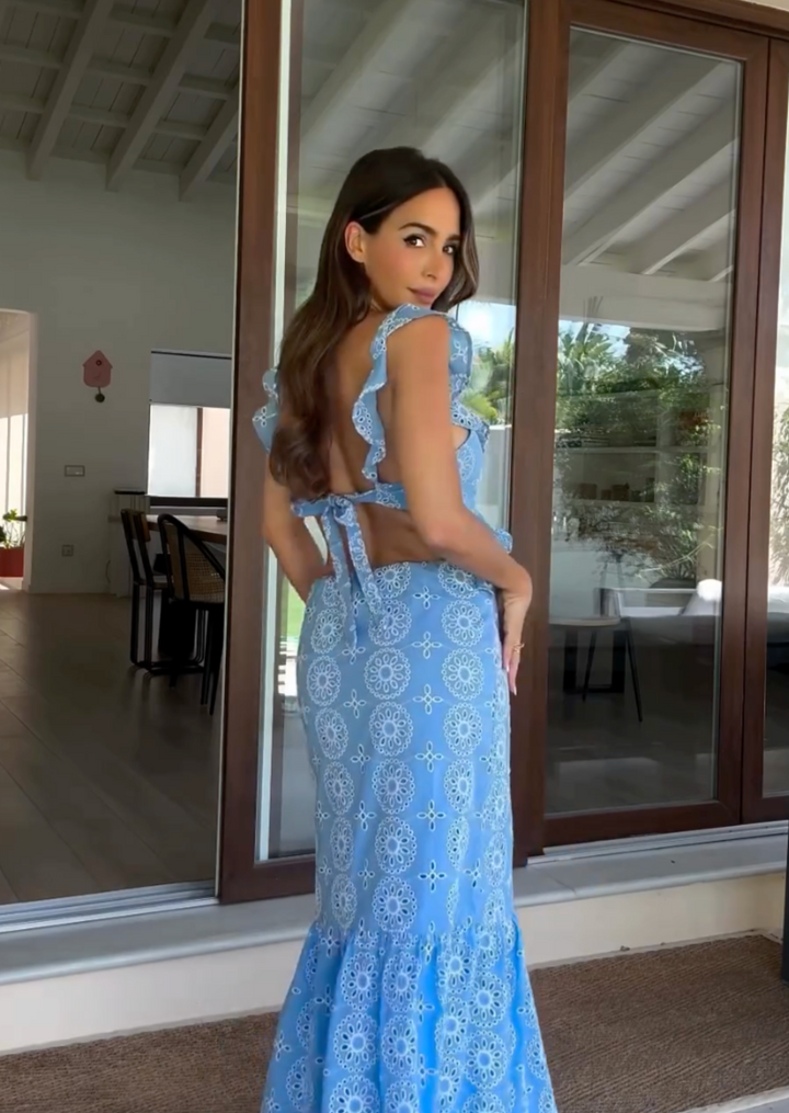 Danica | Whimsical Embroidered Ruffled Maxi Dress