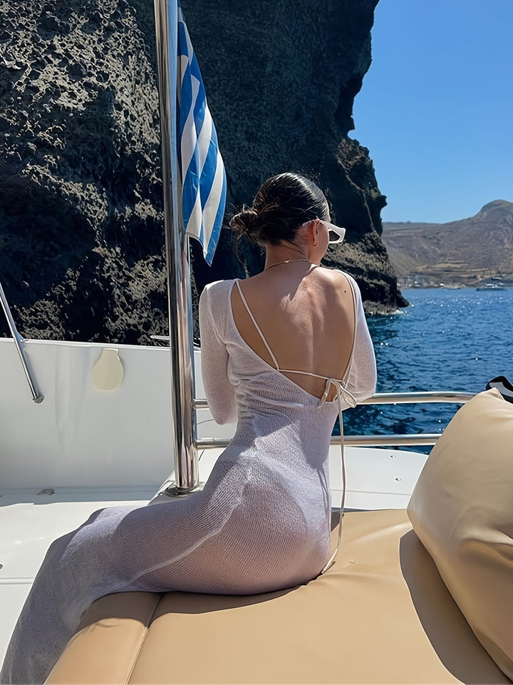 Aurora | Elegant Backless Beach Maxi Dress