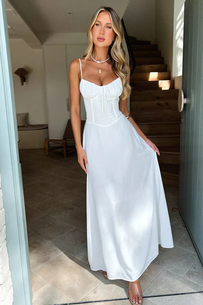 Lucia | Delicate Lace-Up Maxi Dress